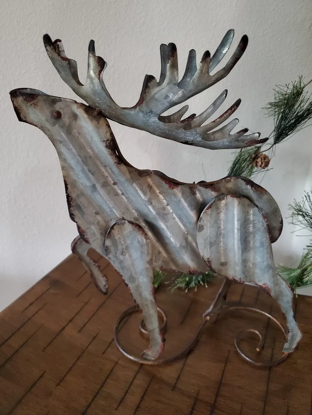 Distressed Metal Reindeer Rustic Corrugated Galvanized Tabletop Mantel Decor